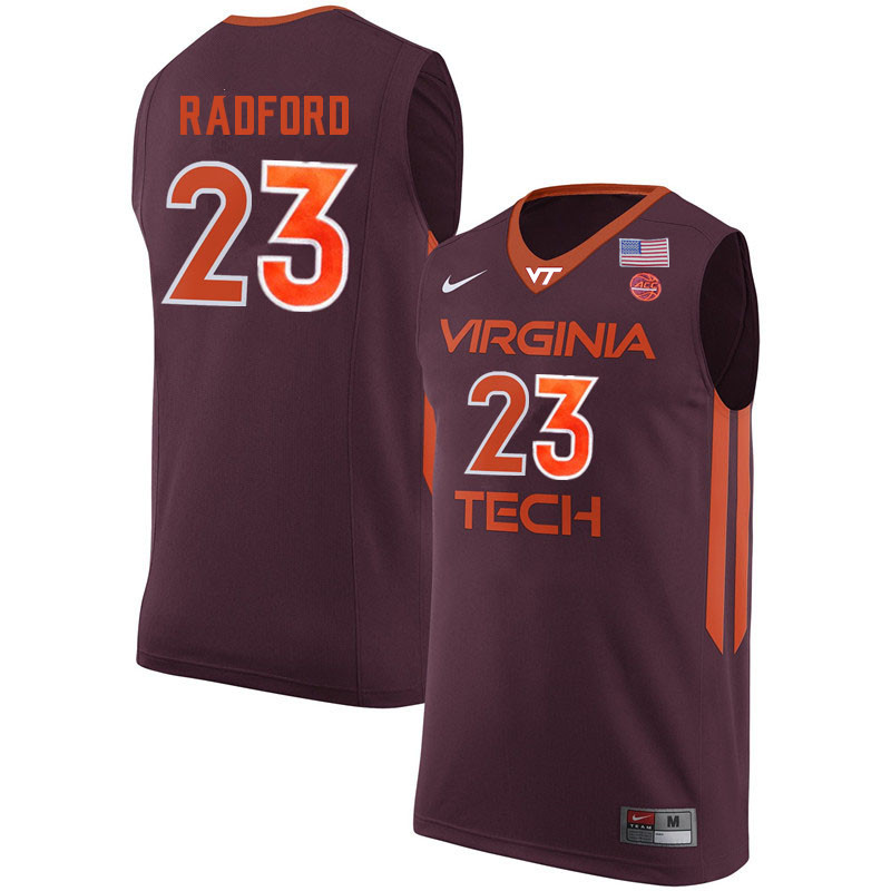 Men #23 Tyrece Radford Virginia Tech Hokies College Basketball Jerseys Sale-Maroon